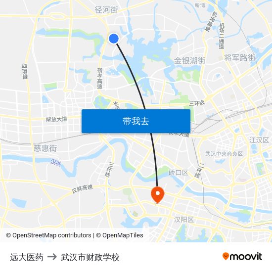 远大医药 to 武汉市财政学校 map