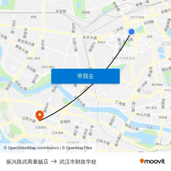 振兴路武商量贩店 to 武汉市财政学校 map
