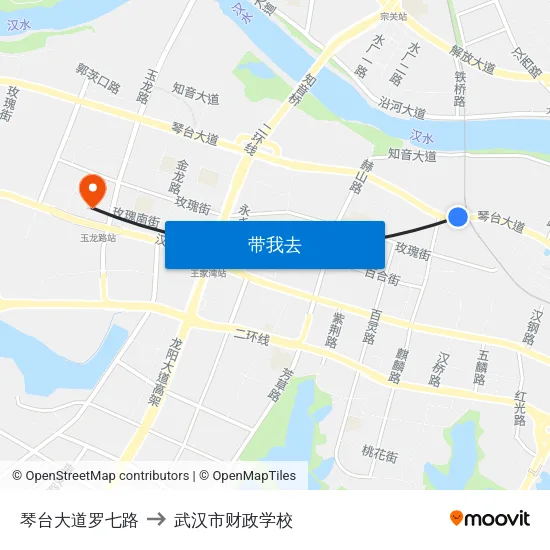 琴台大道罗七路 to 武汉市财政学校 map