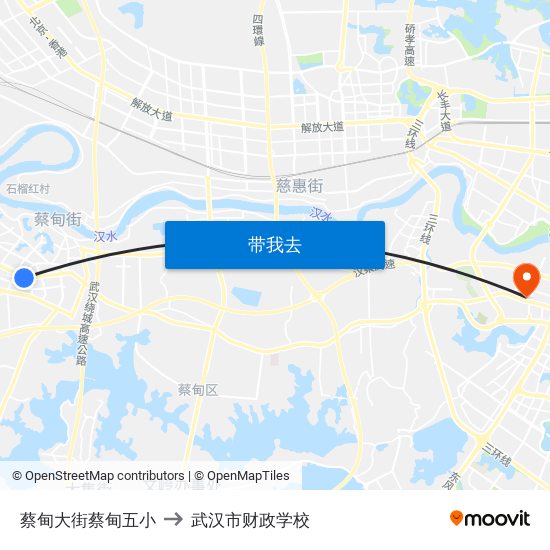 蔡甸大街蔡甸五小 to 武汉市财政学校 map