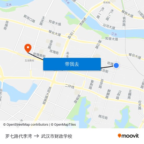 罗七路代李湾 to 武汉市财政学校 map