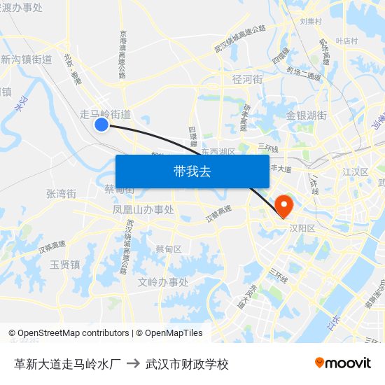 革新大道走马岭水厂 to 武汉市财政学校 map