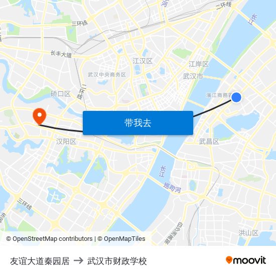 友谊大道秦园居 to 武汉市财政学校 map