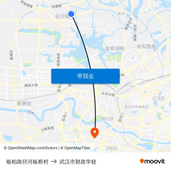 银柏路径河板桥村 to 武汉市财政学校 map