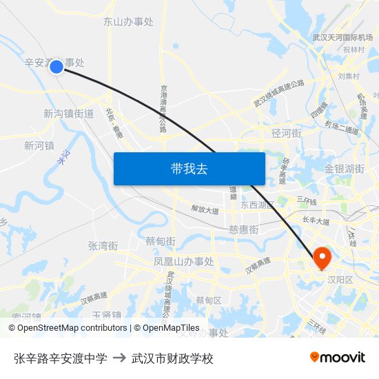 张辛路辛安渡中学 to 武汉市财政学校 map