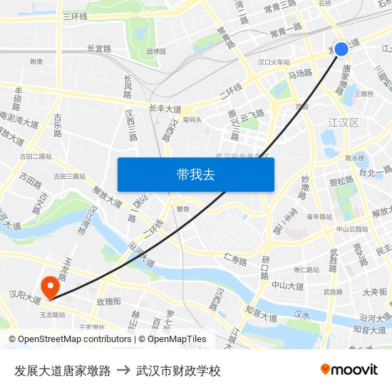 发展大道唐家墩路 to 武汉市财政学校 map