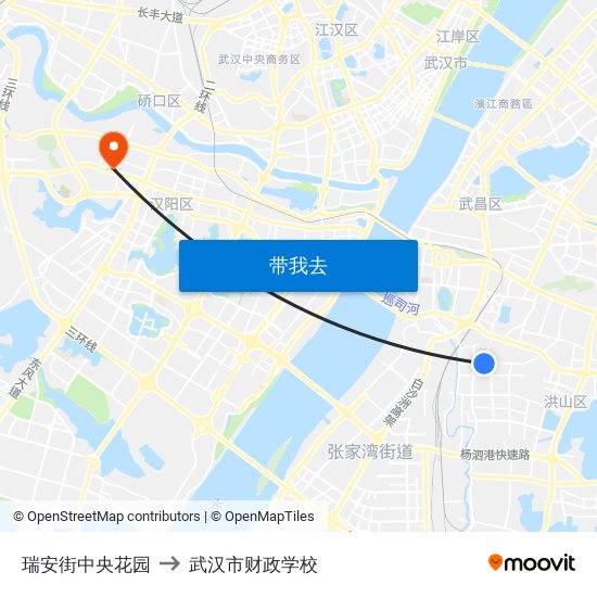 瑞安街中央花园 to 武汉市财政学校 map