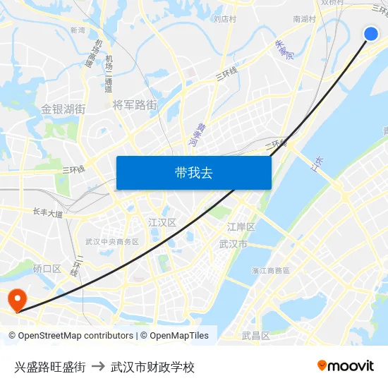 兴盛路旺盛街 to 武汉市财政学校 map