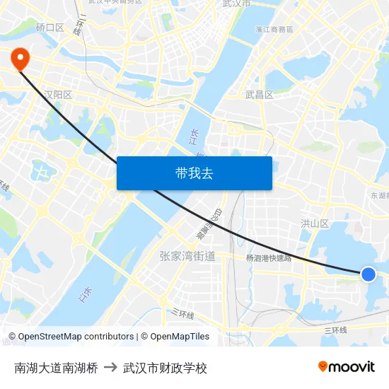 南湖大道南湖桥 to 武汉市财政学校 map