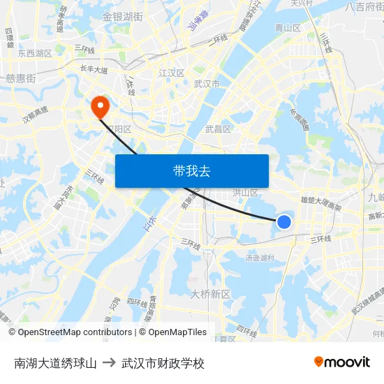 南湖大道绣球山 to 武汉市财政学校 map