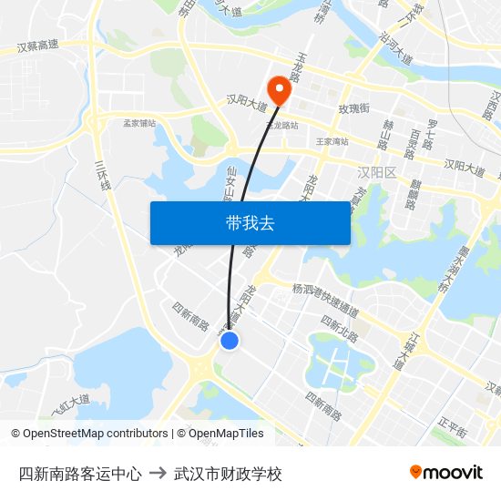 四新南路客运中心 to 武汉市财政学校 map