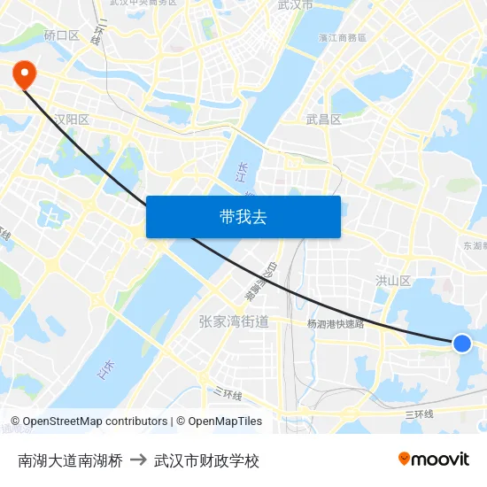南湖大道南湖桥 to 武汉市财政学校 map