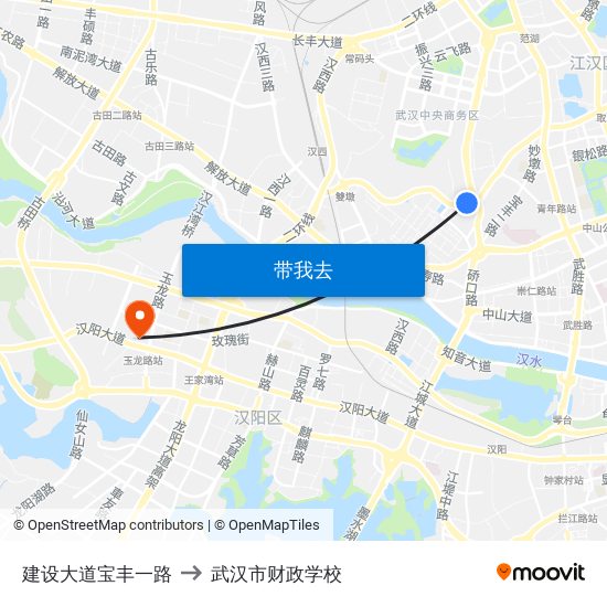 建设大道宝丰一路 to 武汉市财政学校 map