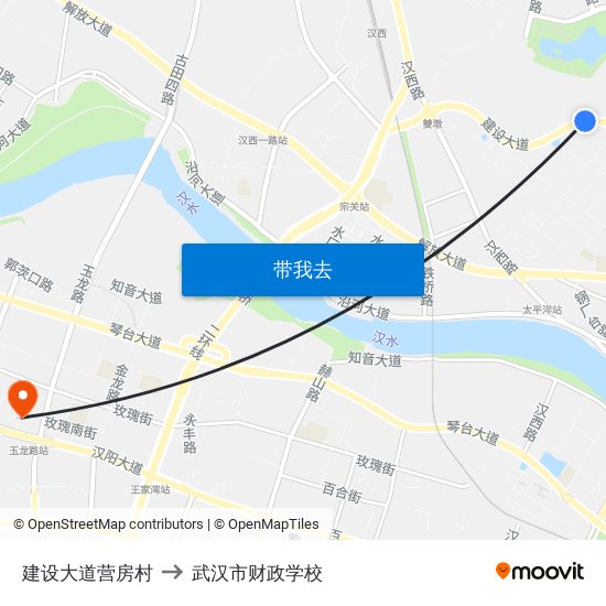 建设大道营房村 to 武汉市财政学校 map