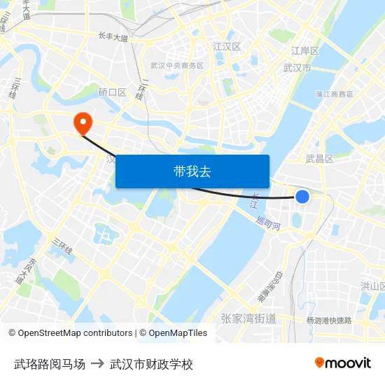 武珞路阅马场 to 武汉市财政学校 map