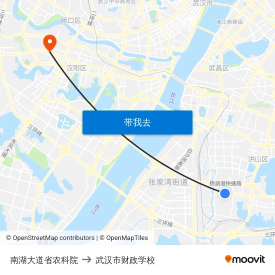 南湖大道省农科院 to 武汉市财政学校 map