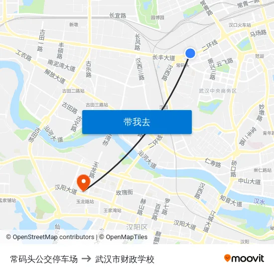 常码头公交停车场 to 武汉市财政学校 map