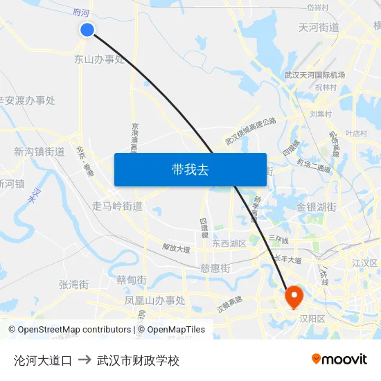 沦河大道口 to 武汉市财政学校 map