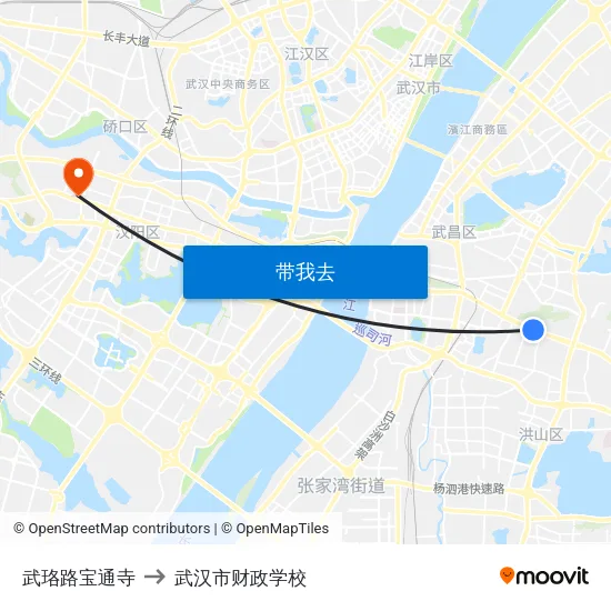 武珞路宝通寺 to 武汉市财政学校 map