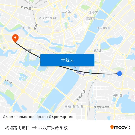武珞路街道口 to 武汉市财政学校 map