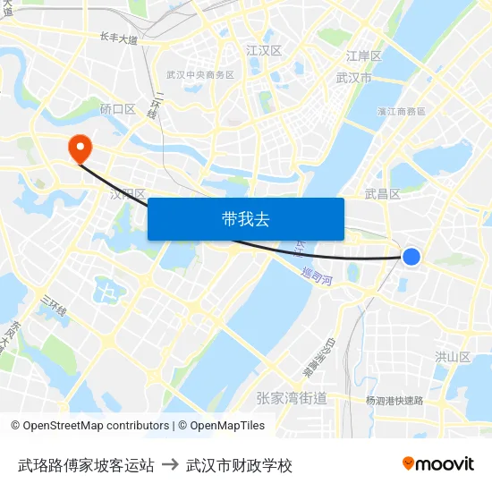 武珞路傅家坡客运站 to 武汉市财政学校 map