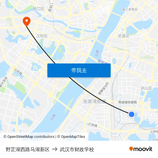 野芷湖西路马湖新区 to 武汉市财政学校 map