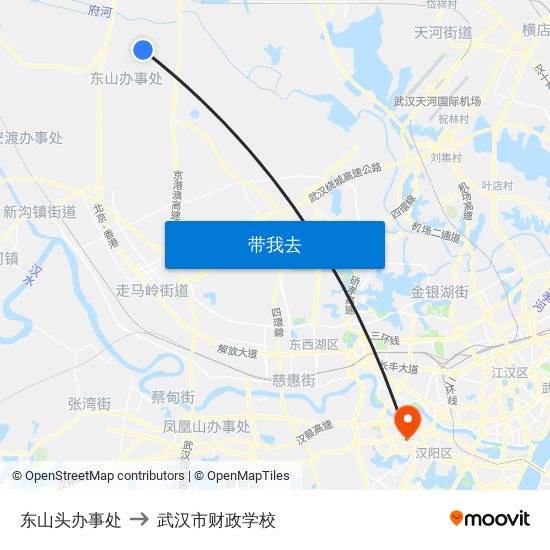 东山头办事处 to 武汉市财政学校 map