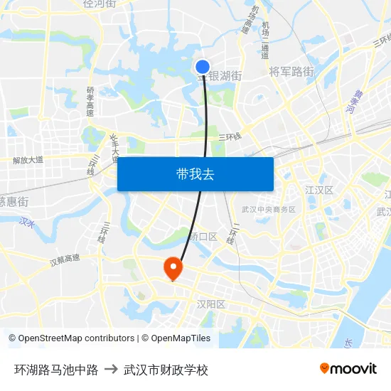 环湖路马池中路 to 武汉市财政学校 map