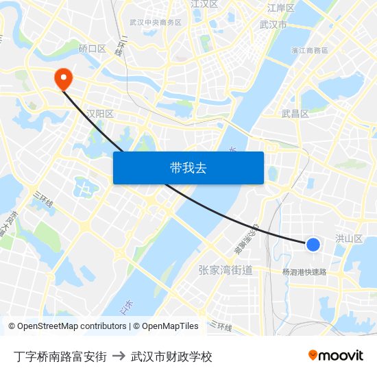 丁字桥南路富安街 to 武汉市财政学校 map