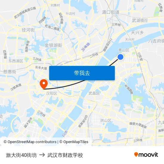 旅大街40街坊 to 武汉市财政学校 map