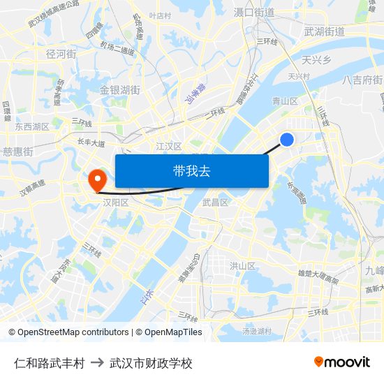 仁和路武丰村 to 武汉市财政学校 map