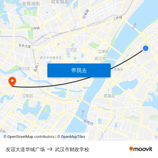 友谊大道华城广场 to 武汉市财政学校 map
