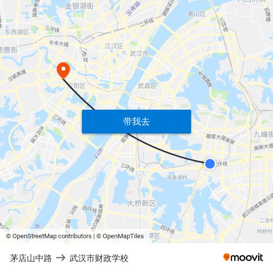 茅店山中路 to 武汉市财政学校 map