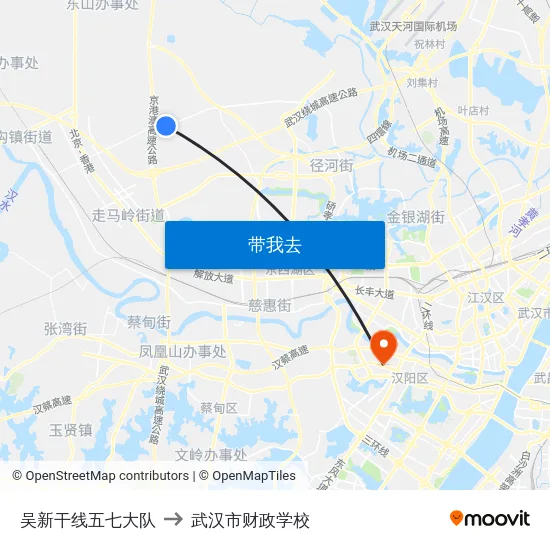 吴新干线五七大队 to 武汉市财政学校 map