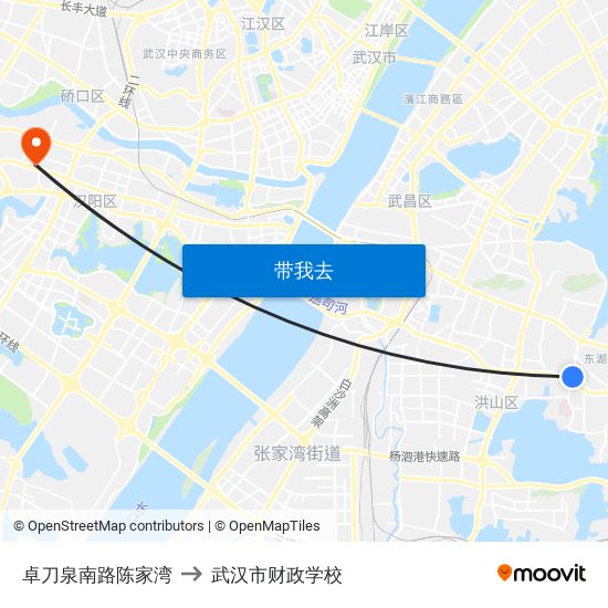 卓刀泉南路陈家湾 to 武汉市财政学校 map