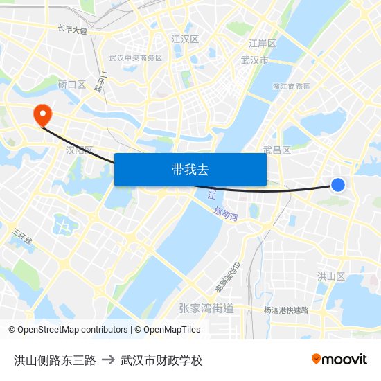 洪山侧路东三路 to 武汉市财政学校 map