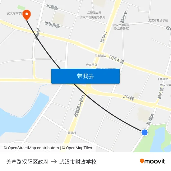 芳草路汉阳区政府 to 武汉市财政学校 map