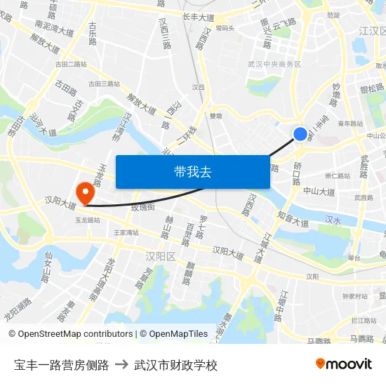 宝丰一路营房侧路 to 武汉市财政学校 map