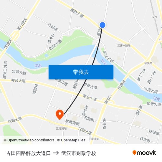 古田四路解放大道口 to 武汉市财政学校 map