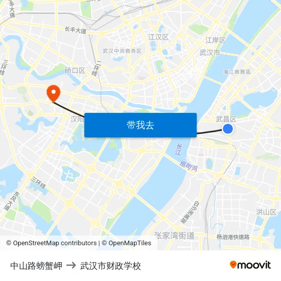中山路螃蟹岬 to 武汉市财政学校 map