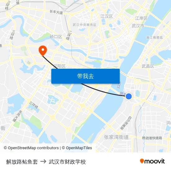 解放路鲇鱼套 to 武汉市财政学校 map