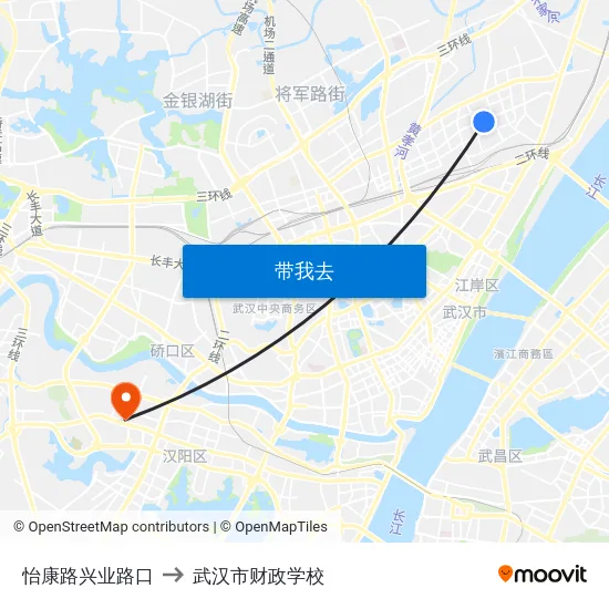 怡康路兴业路口 to 武汉市财政学校 map
