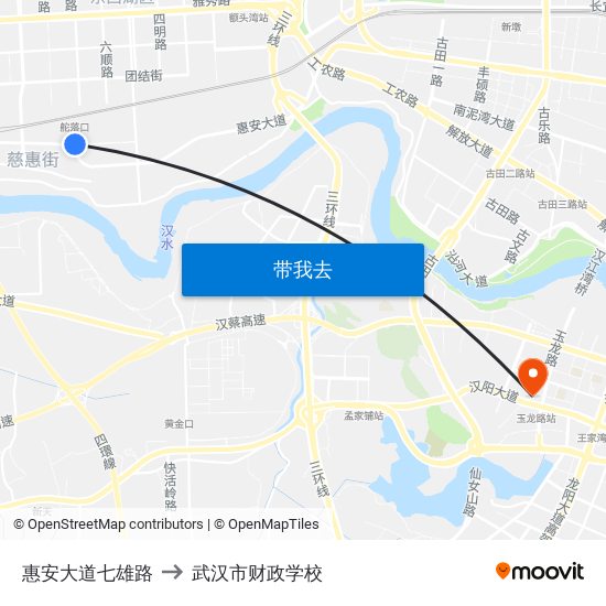 惠安大道七雄路 to 武汉市财政学校 map