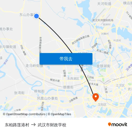 东柏路莲港村 to 武汉市财政学校 map