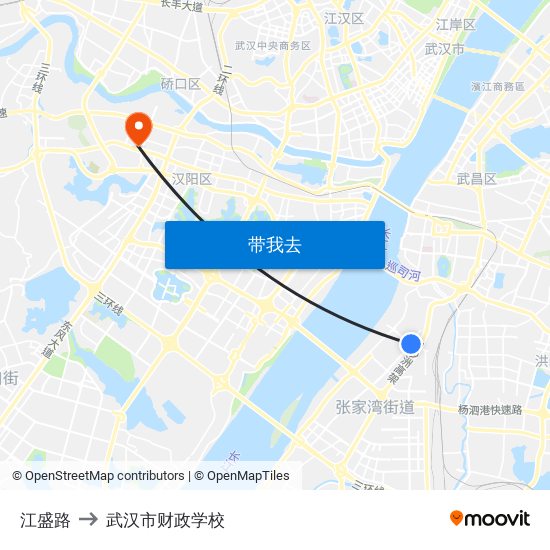 江盛路 to 武汉市财政学校 map