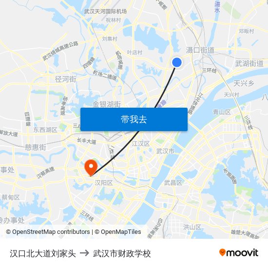 汉口北大道刘家头 to 武汉市财政学校 map