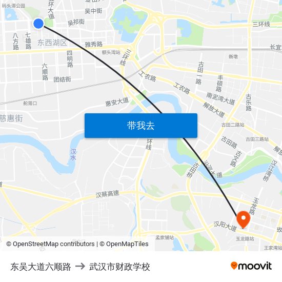 东吴大道六顺路 to 武汉市财政学校 map