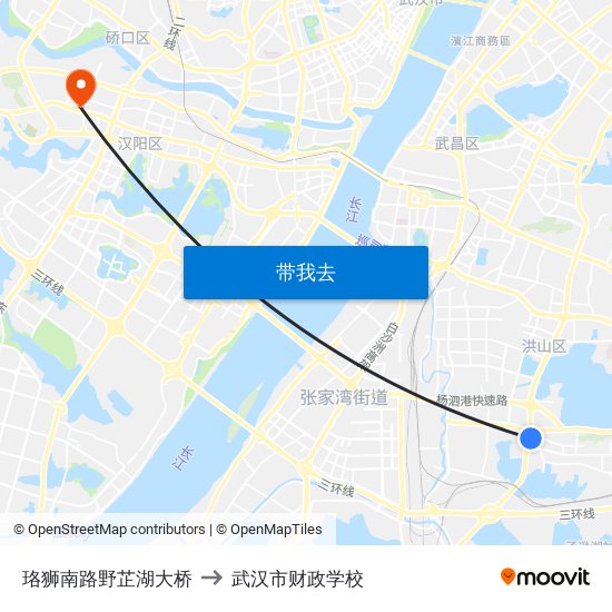 珞狮南路野芷湖大桥 to 武汉市财政学校 map