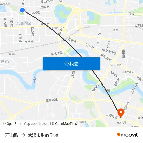环山路 to 武汉市财政学校 map