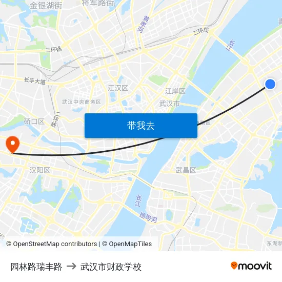 园林路瑞丰路 to 武汉市财政学校 map